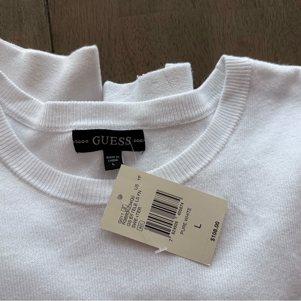 Guess Estele White Sweater, NWT Size Large - Picture 4 of 5
